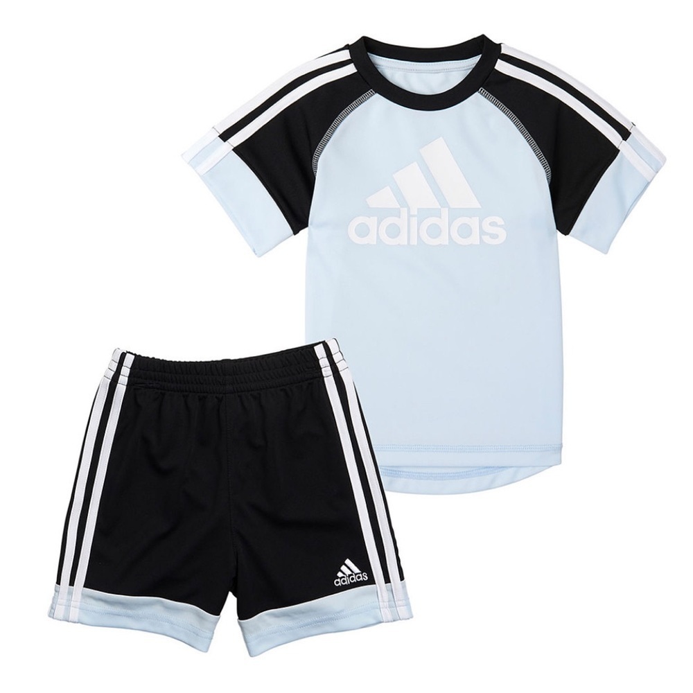 NWT baby/toddler boy adidas T-shirt shorts set 24  months blue black